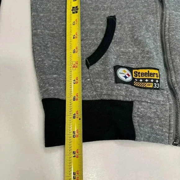 NFL Pittsburgh Steelers Youth L (14/16) Athletic Hoodie Sweatshirt Gray & Black - Picture 7 of 9